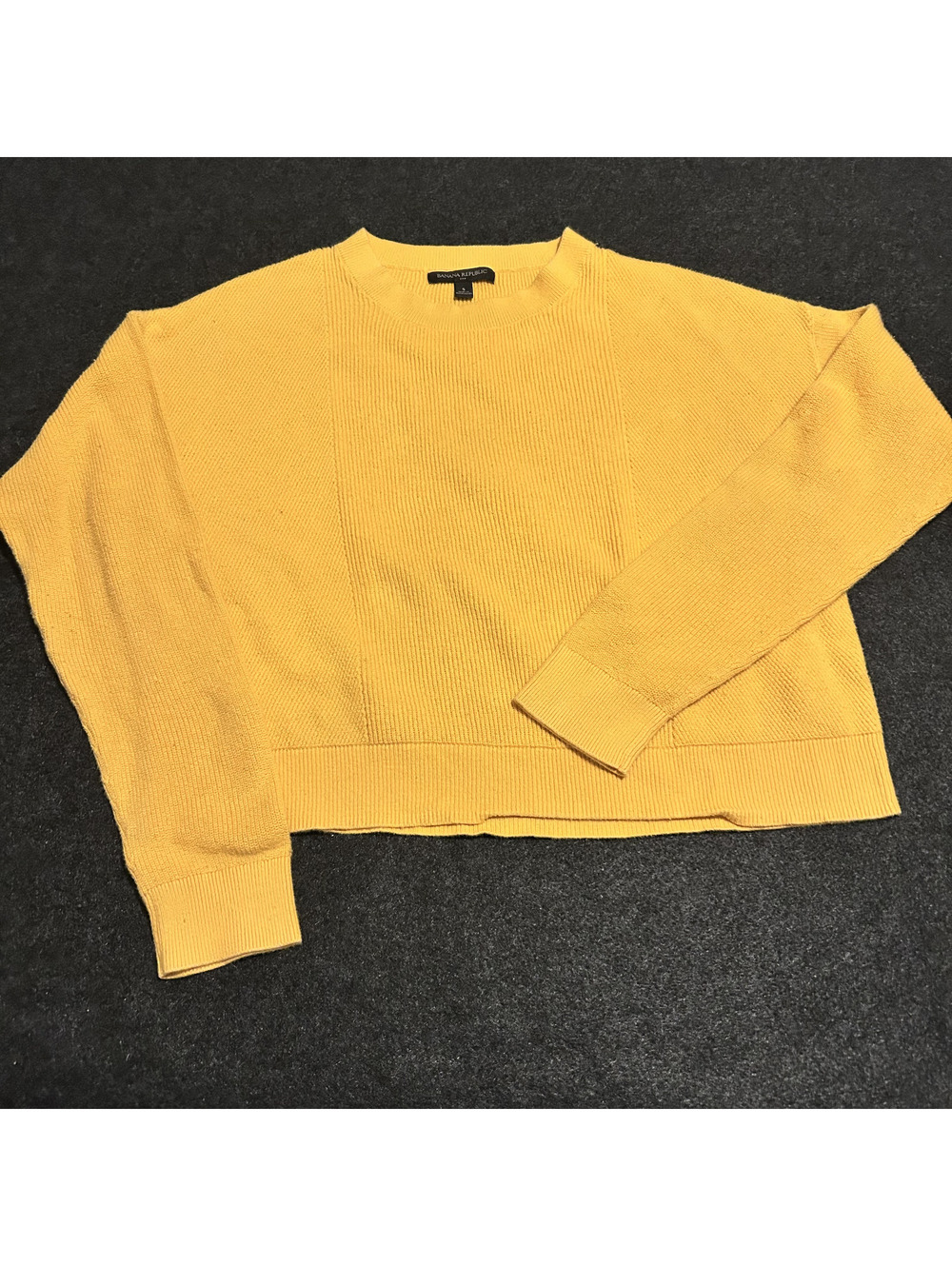 Banana Republic Mustard Yellow Ribbed Knit Crewneck Sweater Women's Size Small S